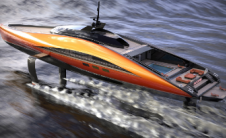 拉扎里尼设计的碳纤维复合材料超级游艇以令人眼花缭乱的速度在水面上滑行
