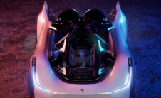特斯拉SPACEX模型概念超级跑车获得像蝙蝠车一样的大型火箭助推器