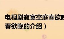 电视剧寂寞空庭春欲晚（关于电视剧寂寞空庭春欲晚的介绍）