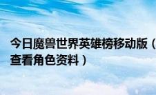 今日魔兽世界英雄榜移动版（手机魔兽世界英雄榜怎么用[2]查看角色资料）