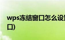wps冻结窗口怎么设置几行几列(wps冻结窗口)