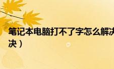 笔记本电脑打不了字怎么解决（笔记本电脑打不了字如何解决）
