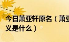 今日萧亚轩原名（萧亚轩的英文名字Elva的含义是什么）