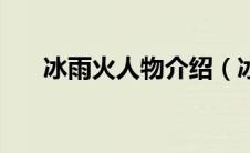 冰雨火人物介绍（冰雨火电视剧简介）