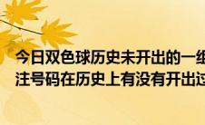 今日双色球历史未开出的一组号码查询（如何查询双色球某注号码在历史上有没有开出过）