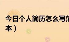今日个人简历怎么写范本（个人简历怎么写范本）