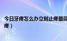 今日牙疼怎么办立刻止疼最简便的方法（牙疼怎么办 立刻止疼）