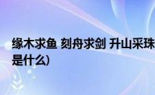 缘木求鱼 刻舟求剑 升山采珠(升山采珠缘木求鱼意思的区别是什么)