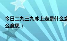 今日二九三九冰上走是什么意思（三九四九冰上走谚语是什么意思）