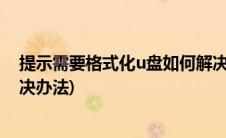 提示需要格式化u盘如何解决(打开u盘提示需要格式化的解决办法)