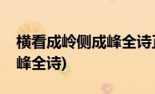 横看成岭侧成峰全诗正楷书法(横看成岭侧成峰全诗)