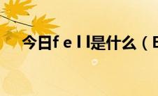 今日f e l l是什么（E.L.F的定义是什么）