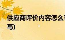 供应商评价内容怎么写(供应商评价内容怎么写)