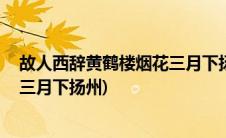 故人西辞黄鹤楼烟花三月下扬州作者(故人西辞黄鹤楼 烟花三月下扬州)