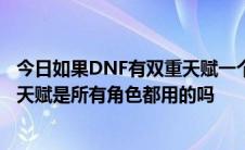今日如果DNF有双重天赋一个技能可以连续使用两次吗双重天赋是所有角色都用的吗