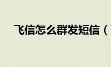 飞信怎么群发短信（飞信如何群发短信）