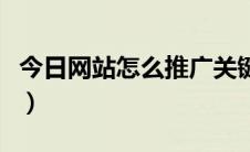 今日网站怎么推广关键词排名（网站怎么推广）