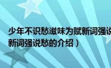 少年不识愁滋味为赋新词强说愁（关于少年不识愁滋味为赋新词强说愁的介绍）