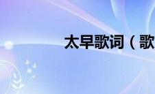 太早歌词（歌曲太早歌词）