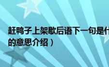 赶鸭子上架歇后语下一句是什么（赶鸭子上架歇后语下一句的意思介绍）