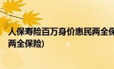 人保寿险百万身价惠民两全保险b款(人保寿险百万身价惠民两全保险)