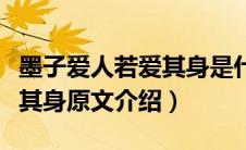 墨子爱人若爱其身是什么意思（墨子爱人若爱其身原文介绍）
