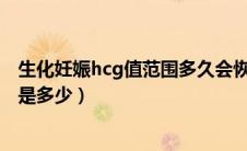 生化妊娠hcg值范围多久会恢复正常（生化妊娠HCG值范围是多少）