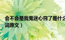 会不会是我鬼迷心窍了是什么歌（会不会是我鬼迷心窍了歌词原文）