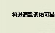 将进酒歌词佑可猫谱子(将进酒歌词)