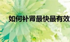 如何补肾最快最有效（如何补肾气不足）