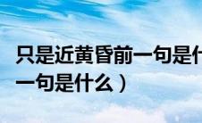 只是近黄昏前一句是什么诗（只是近黄昏的前一句是什么）