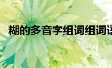 糊的多音字组词组词语（糊的多音字组词）