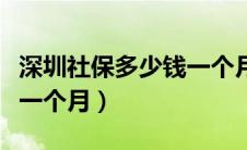 深圳社保多少钱一个月一档（深圳社保多少钱一个月）