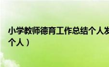 小学教师德育工作总结个人发言稿（小学教师德育工作总结个人）