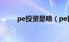 pe投资是啥（pe投资是什么意思）
