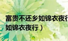 富贵不还乡如锦衣夜行是啥意思（富贵不还乡如锦衣夜行）