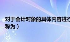 对于会计对象的具体内容进行分类（对会计对象的具体划分称为）