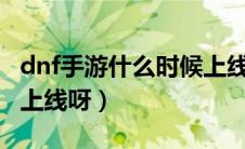 dnf手游什么时候上线啊（手游DNF什么时候上线呀）