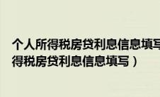 个人所得税房贷利息信息填写没有个人消费贷选项（个人所得税房贷利息信息填写）