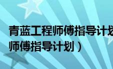 青蓝工程师傅指导计划道德与法治（青蓝工程师傅指导计划）