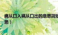 病从口入祸从口出的意思简短解释（病从口入祸从口出的意思）