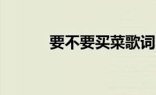 要不要买菜歌词（要不要买菜）