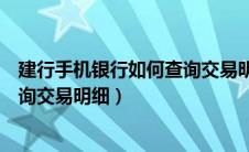 建行手机银行如何查询交易明细账单（建行手机银行如何查询交易明细）