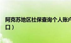 阿克苏地区社保查询个人账户登录入口（阿克苏社保查询入口）