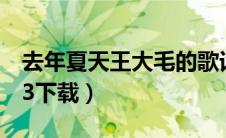 去年夏天王大毛的歌词（去年夏天王大毛mp3下载）