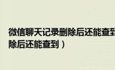 微信聊天记录删除后还能查到交易记录吗（微信聊天记录删除后还能查到）