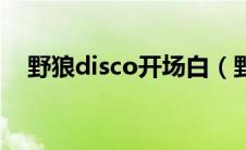 野狼disco开场白（野狼disco主持串词）