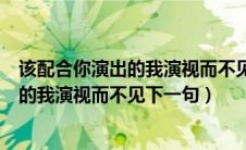 该配合你演出的我演视而不见下一句歌词是（该配合你演出的我演视而不见下一句）