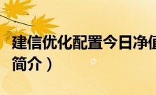 建信优化配置今日净值路线图（建信优化配置简介）