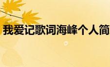 我爱记歌词海峰个人简历（我爱记歌词海峰）
